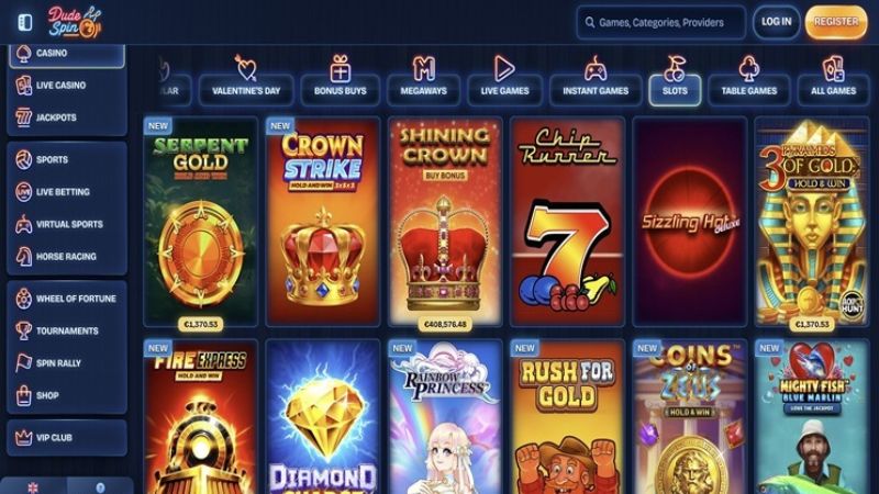 Dudespin Casino NZD deposits screenshot